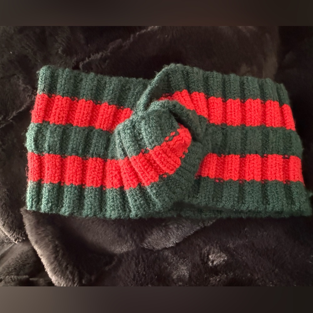 Gucci Red and Green Knit Knot Headband